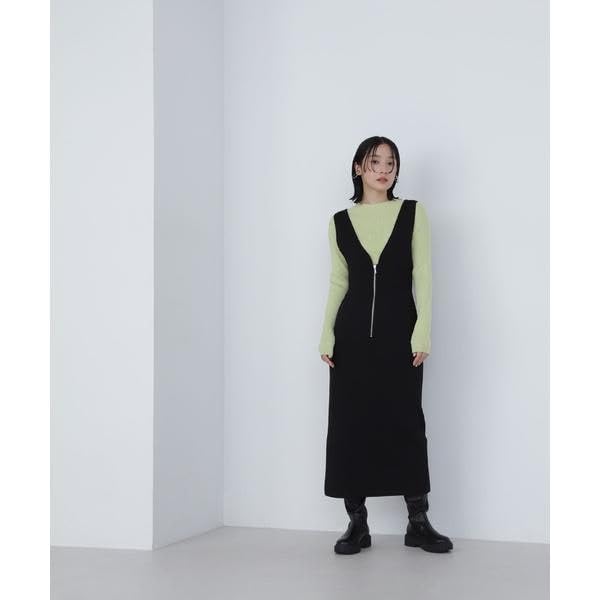 [Natural Beauty Basic] Knit Jumper Skirt with Rib Inner Set