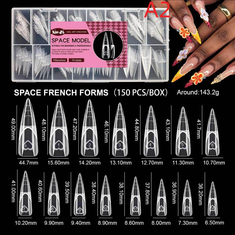 150Pcs/Box Ballet Space French Nail Dual Forms Shape Transparent Extension Molds With 3D Smart French Guide Line Time Saving