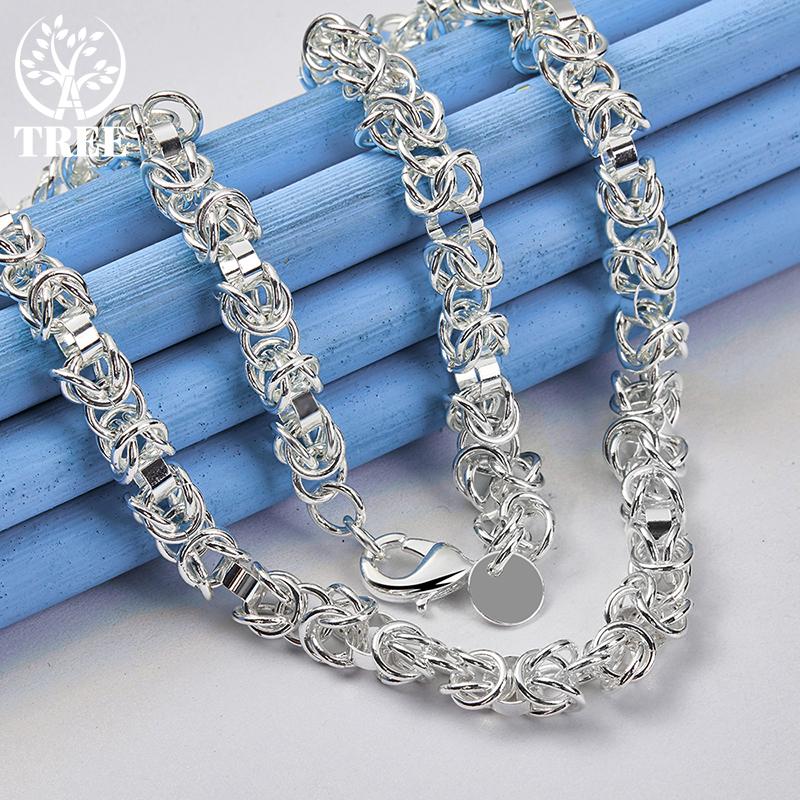 925 Sterling Silver 7mm 20 cali Łańcuszki Naszyjniki Biżuteria