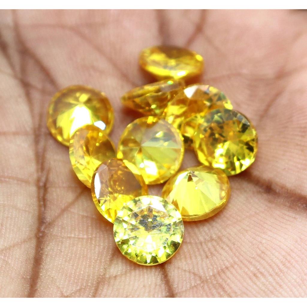 Certified Natural Cambodian 6 mm 250 Pcs Yellow Zircon Loose Gemstone Lot