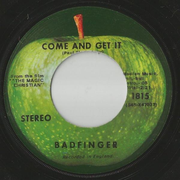 

7inch Record BADFINGER - Come And Get It 1815 Apple Records 1970 UK Rock Used