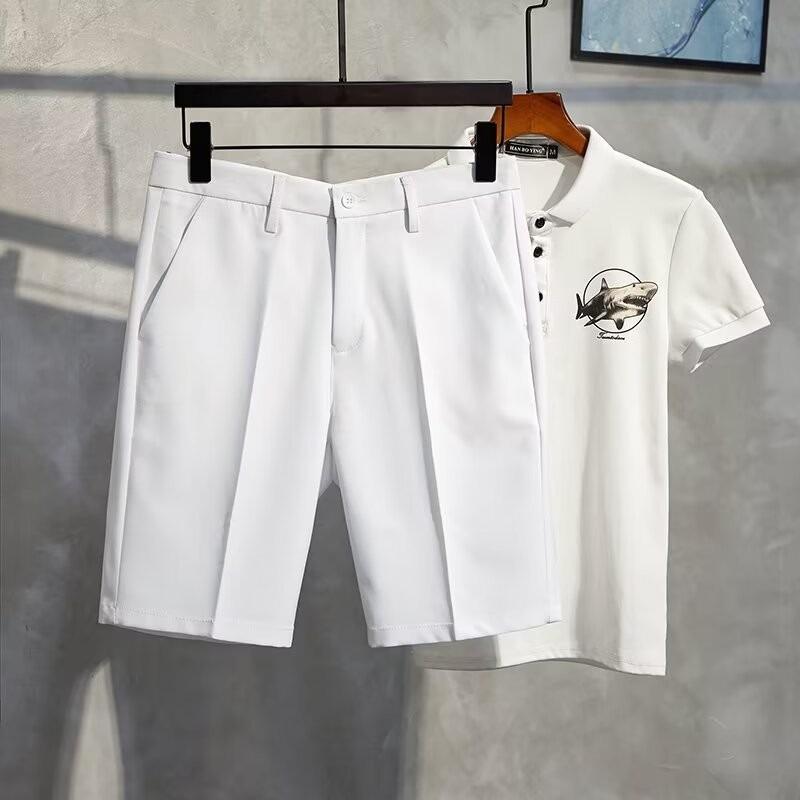 

Men s Trendy Summer Casual Suit Shorts - Light, Mature & Loose-Fit Straight-Leg Pants Size 34 белый
