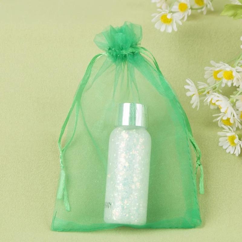 Drawstring Organza Tulle Jewelry Bags White Pouches Jewelry Packaging Wedding Christmas Gifts Extractable Party Gift Bags 50pcs&7x9cm