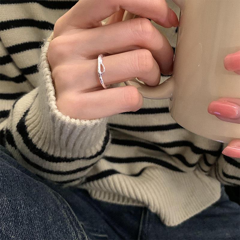 Geometric Trendy Copper Ring For Women With Adjustable Size Fashionable Ins Style