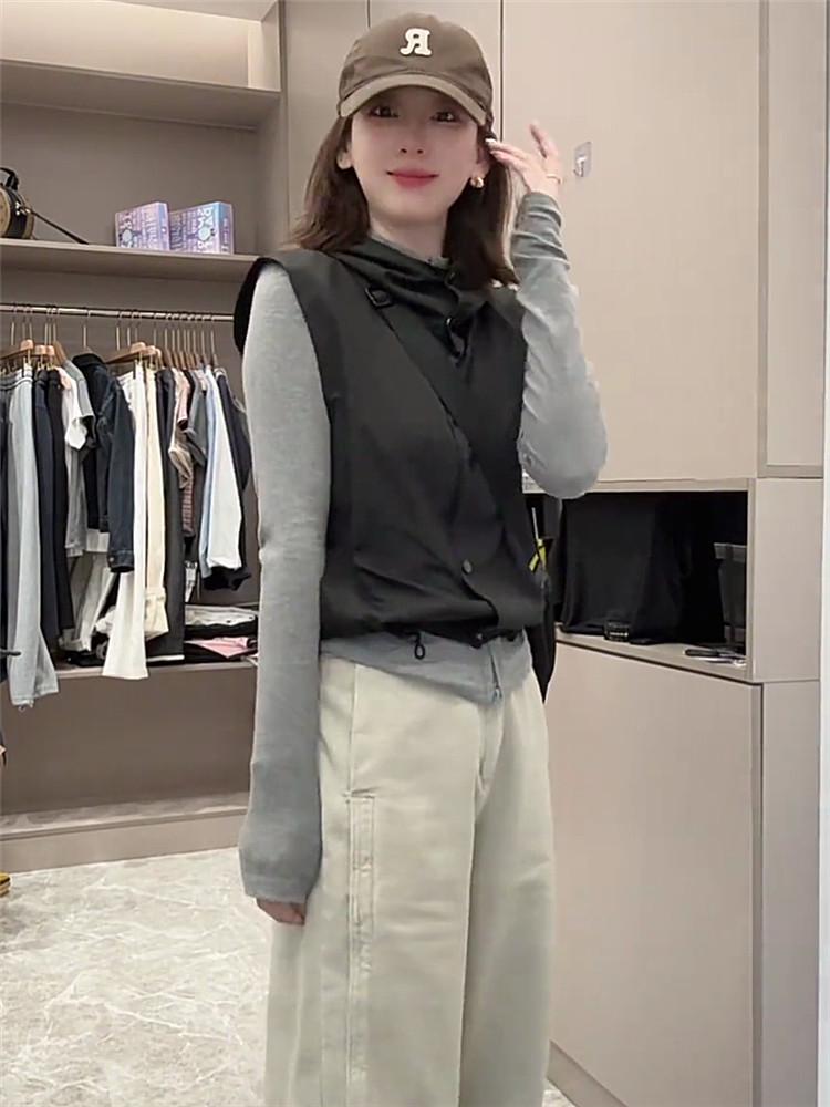 Dámská bezrukávová vesta s kapucí v evropském stylu - Jarní kolekce 2025