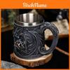 Vintage Stahlkaffeebecher mit Drachenmotiv für Büro und Zuhause