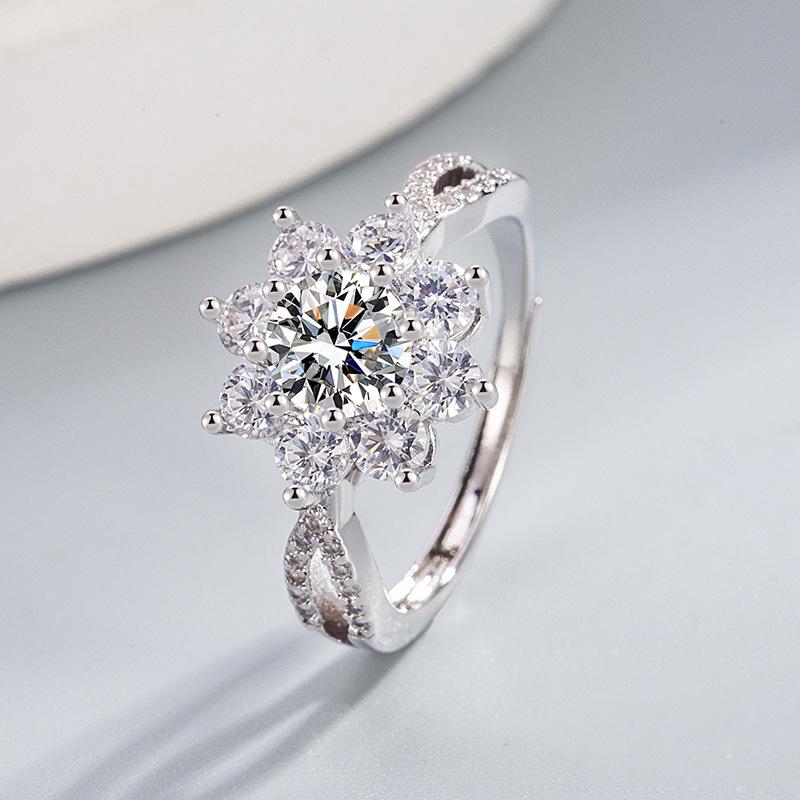 European & American Sunflower Moissanite Ring - Simulated Diamond Flower Accessory
