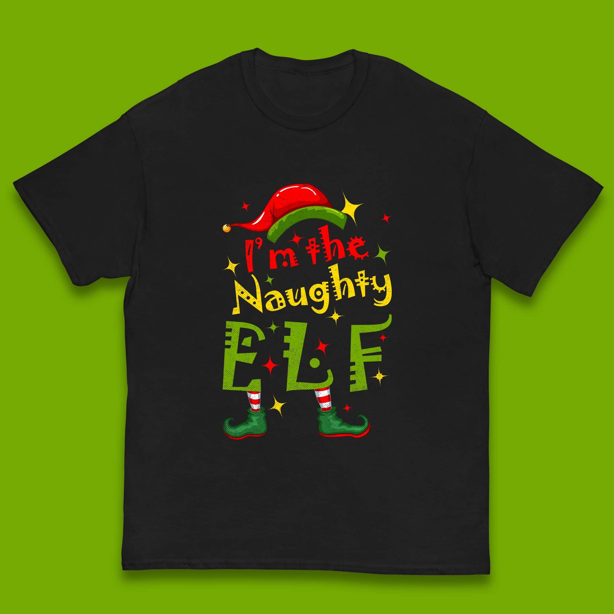 I m The Naughty Elf Christmas Kids T Shirt Elf Costume Top 120