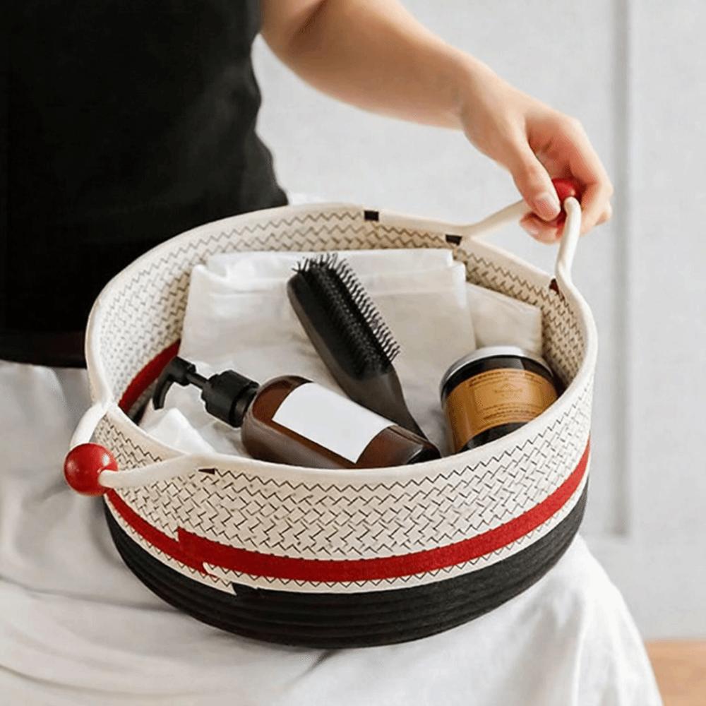 Handmade Cotton Rope Storage Box Decorative Large Capacity Sundries Storage Container with Handles Desktop Organizer Keys