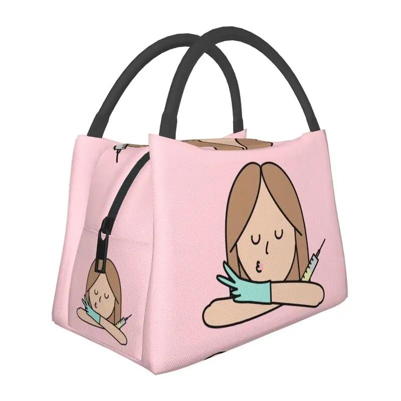 Benutzerdefinierte Krankenschwester in Not Cartoon Arzt Krankenschwester Isolierte Lunchtaschen für Tragbare Thermokühltasche Lebensmittel Lunchbox Camping Reise