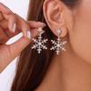 Christmas Colorful Rhinestone Imitation Pearl Snowflake Stud Earrings Exquisite Winter Snow Flower Earring For Women Men Jewelry