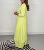 Women's V-Neck Long-Sleeve Slit Top with Wide-Leg Pants - Summer Solid Color Set
