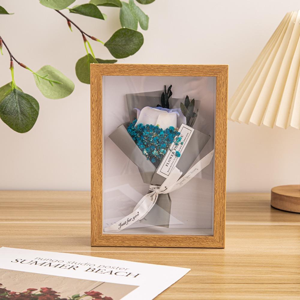 Durable Multi-size Shadow Box Frame Natral Wood Black Acrylic Wooden Photo Frame Rectangular Display Case Dried Flower
