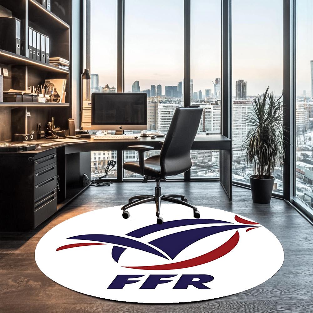 France Rugby Printed Round Rug Carpet Chair Rug Area Rug Entryway Doormats,for Office Chair Living Room Bedroom Kitchen Room.