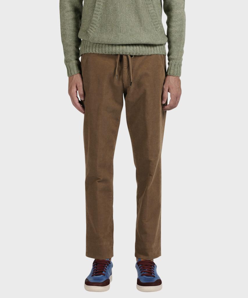 PANICALE Brown Drawstring Cotton Regular Fit Pants
