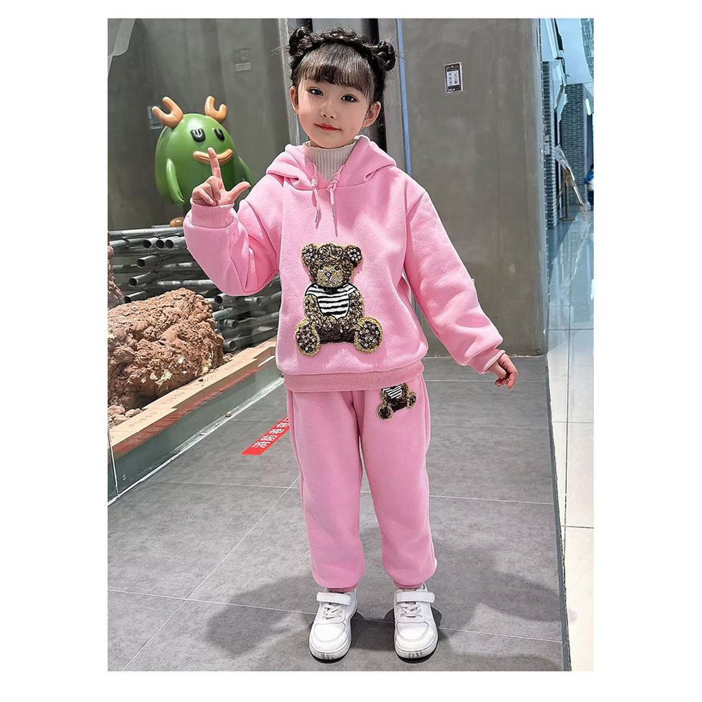 Traje polar para niña Ropa de otoño e invierno Ropa gruesa de invierno para niños Chaleco Sudadera Traje para niños mayores