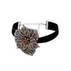 Fashion Rhinestone Flower Choker Black Collar, Lolita Flower Necklace Necklace For Women