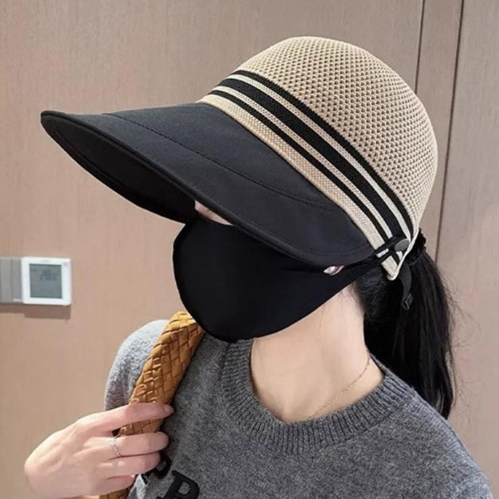 Womens Sun Hat Wide Brim Breathable Plus Wide Peaked Cap For UV Protection 50+ Empty Top Sun Hat For Hiking Beach Outdoor Riding