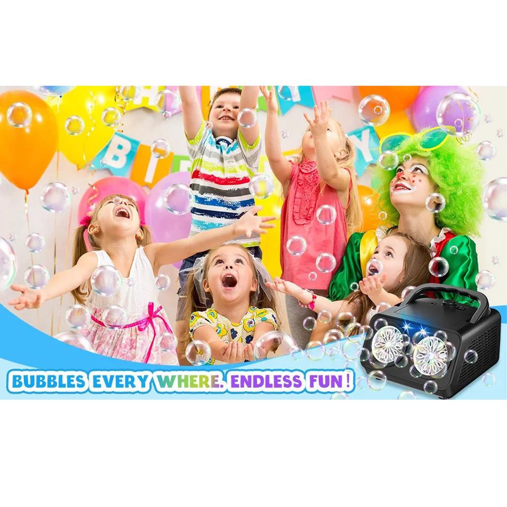 Automatic Bubble Maker 26 Hole Portable High Output Stage Bubble Blower for Wedding Outdoor Indoor Camping Black