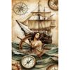 Vintage Nautical Metal Wall Art, Old Sailing Ship Pirate Decor, Home Wall Decor
