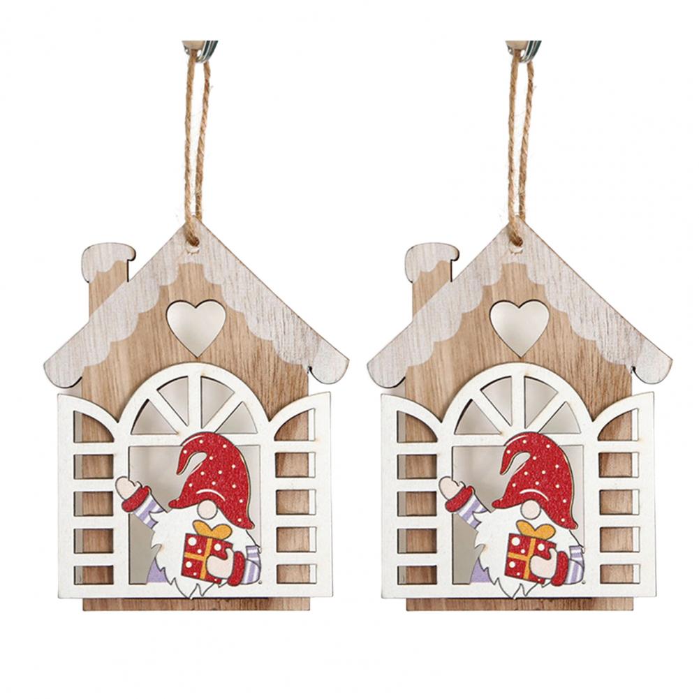 Christmas Pendant Decoration Wooden Christmas Ornaments Wooden Christmas Decorations Set for Home Parties Gnome Star