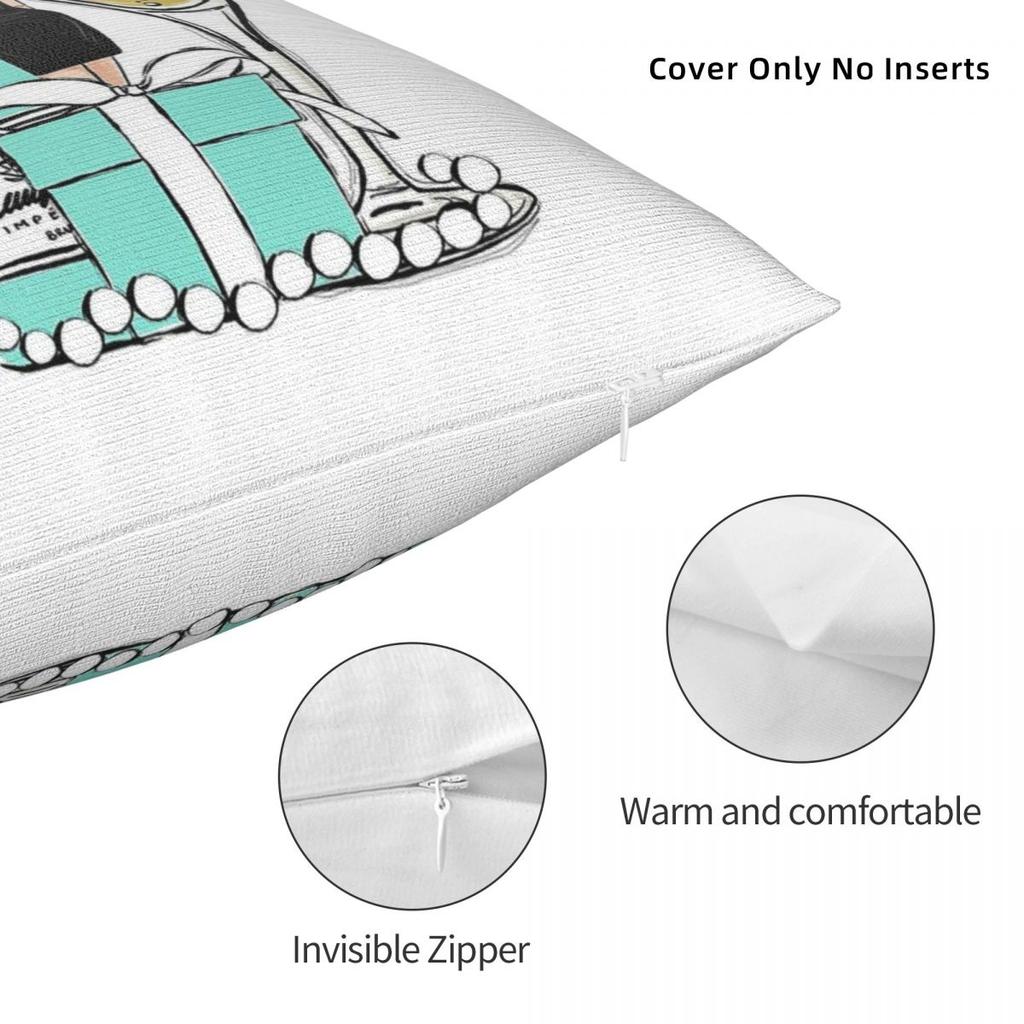 Breakfast At Tiffanys Square Pillowcase Polyester Linen Velvet Creative Zip Decorative Pillow Case Bed Cushion Cover