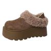 Thick soles increase height and keep warm Birkenstocks, cotton towed short tube velvet slippers, new winter fluffy shoes for two