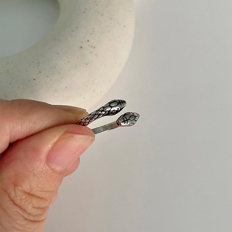

Кольцо в виде змеи со знаком зодиака из серебра 925 пробы в стиле ретро — европейский/американский стиль, не выцветает Adjustable Opening