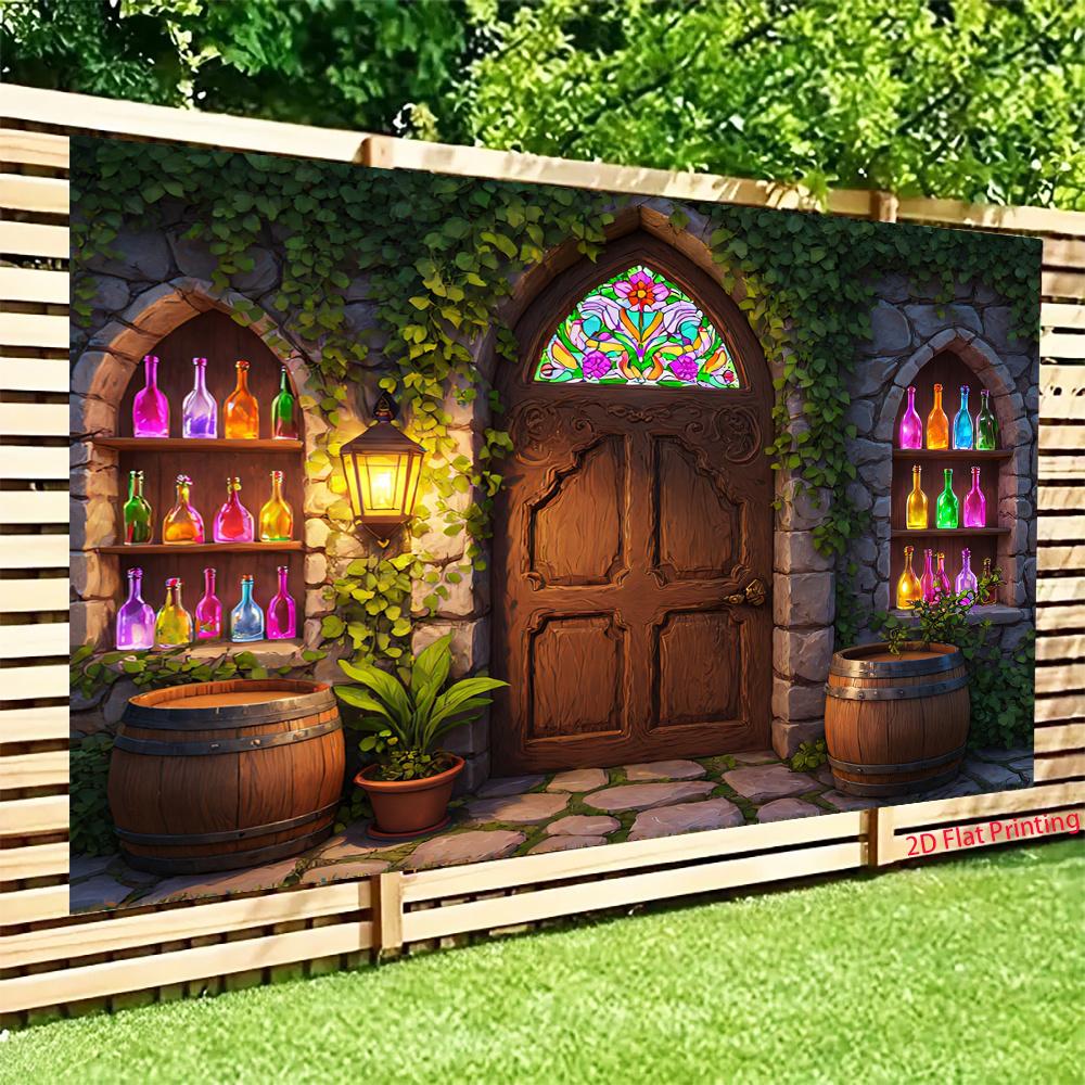 1 Piece of 2D Flat Magic Potion Store Background Fabric | UV Printed Polyester Background Fabric