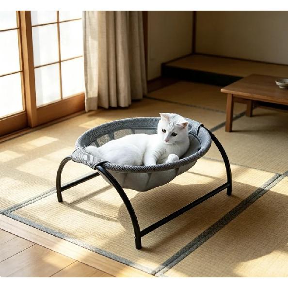 Circular Pet Elevated Bed, Cat Bed Net, Breathable Small Dog and Cat Hanging Basket Bed, Detachable and Washable Cat Bed