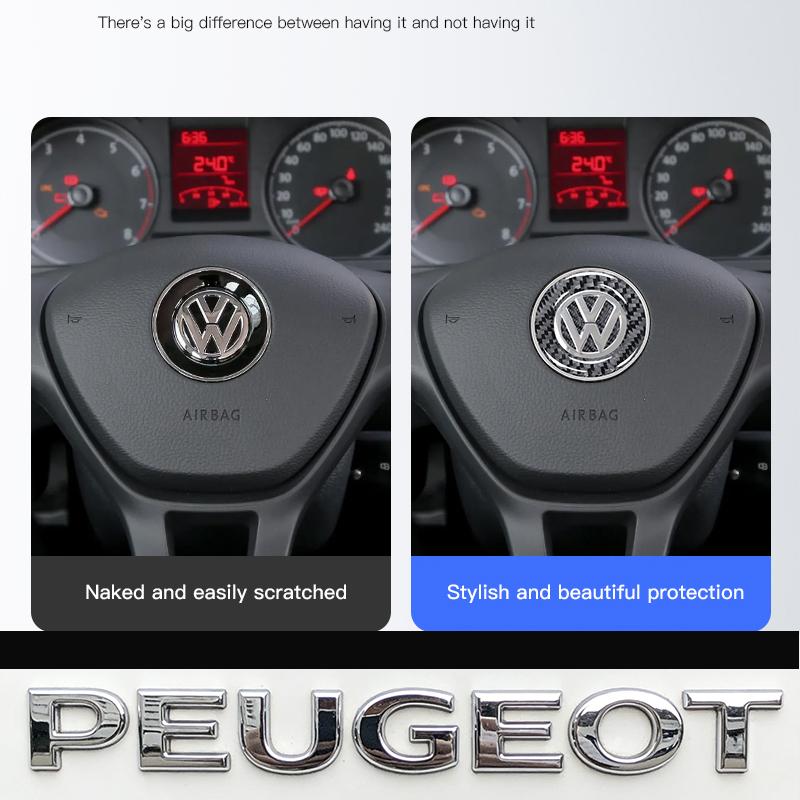 Car Interior Accessories Carbon Fiber Car Steering Wheel Car Decora Sticker For Peugeot/For VW Golf Amarok T5 Phaeton Teramont