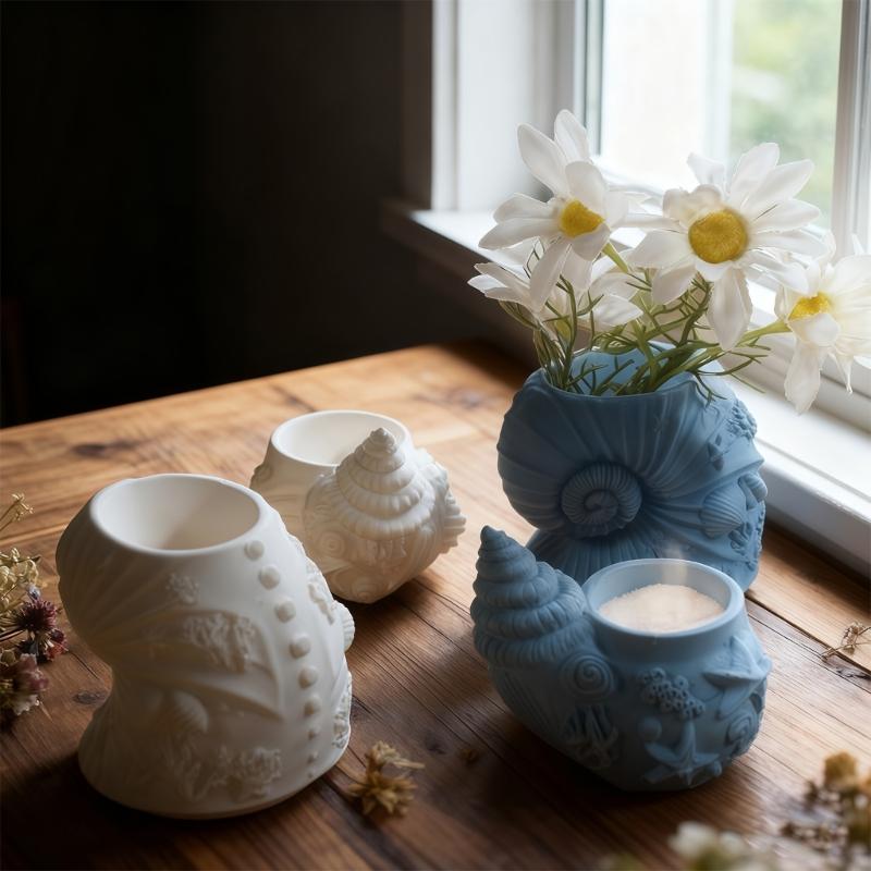 Conch Shape Candle Cup Silicone Molds For Resin Casting Candle Holder Chocolate Flowerpot Gypsum Statue Home Decoration