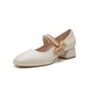 New Women Shoes Sweet Pumps Girl Pearl Chain Heel High Heels Shoes Fashion Dress Shoes