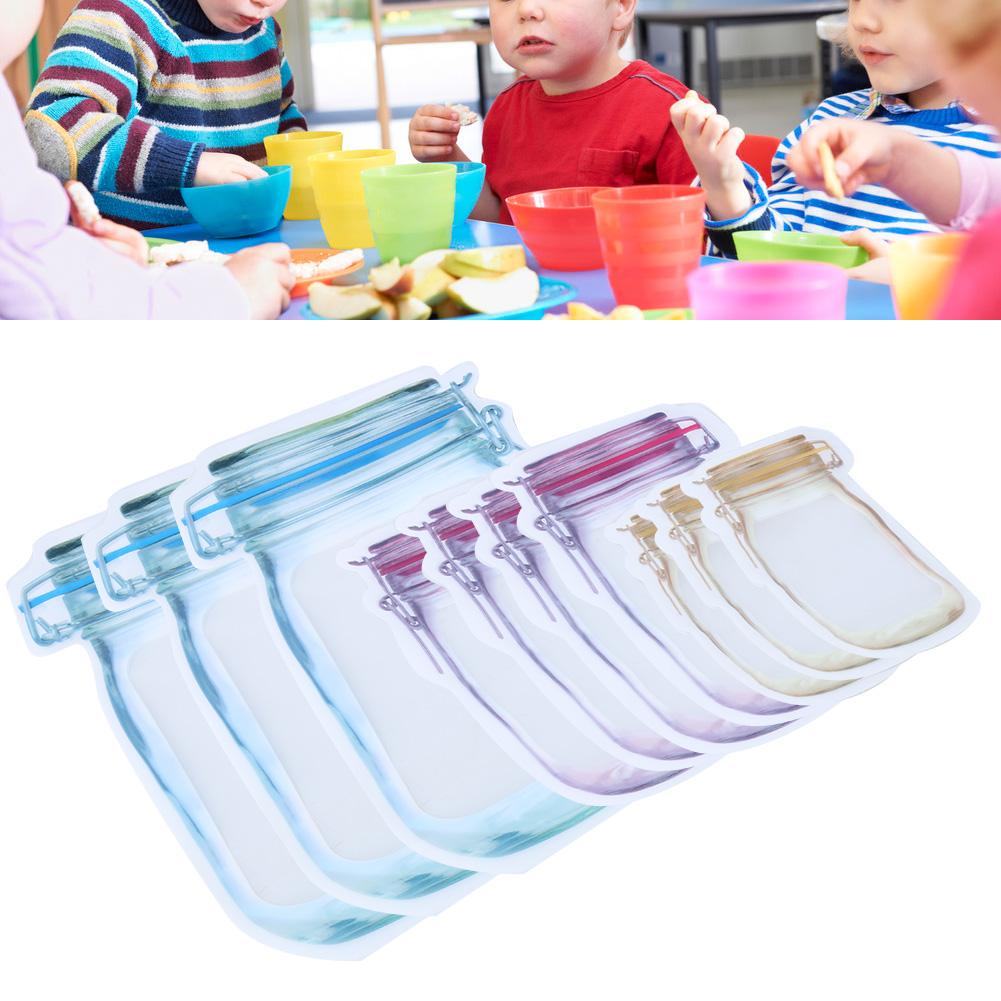 Sealing Zipper Bag Reusable Portable Food Saver Storage Bags Snack Zip Lock Bags(#3 3pcs L 4pcs m 3pcs S )