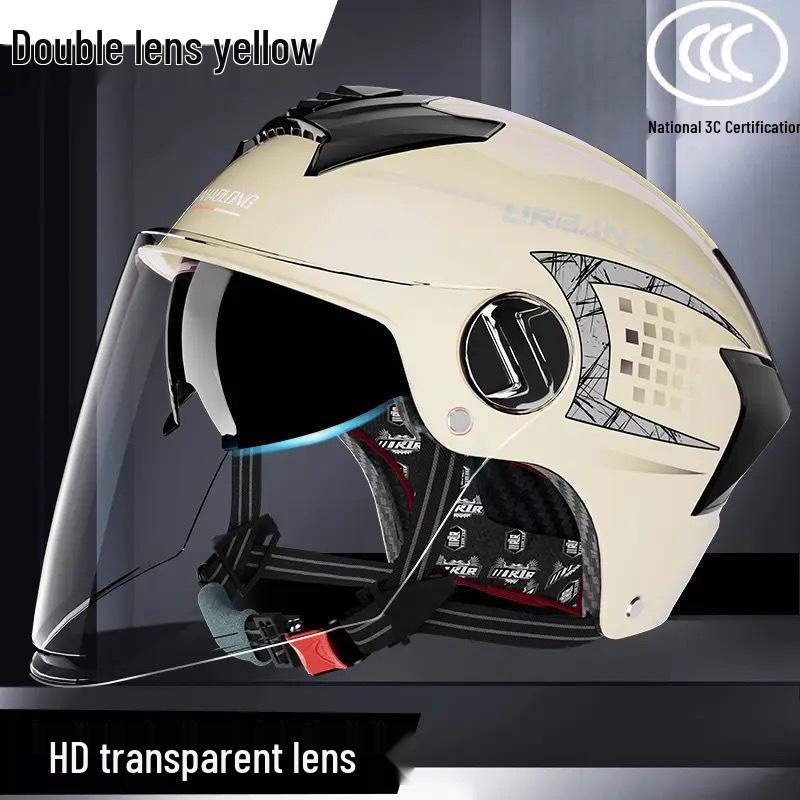 National Standard Electric Motorcycle Helmet - Lightweight, Sun Protection, Universal Four Seasons Safety Helmet