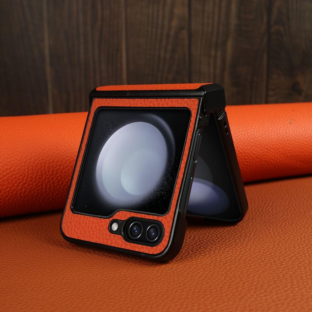 Hand Crafted Genuine Leather Case For Samsung Galaxy Z flip Phone Cover Galaxy Z Flip 3 flip4  Back Shell Coque Capa