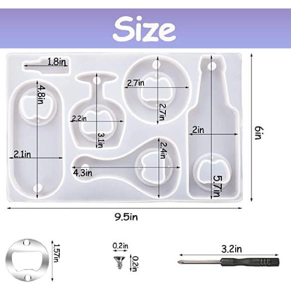 DIY Bottle Opener Tools Set Resin Molds Beer Opener Silicone Mold Making Jewelry Casting Wine Corkscrew Screwdriver Wrench Kit