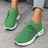 Fashion Breathable Knitted Sneakers for Women Green Lightweight Slip On Running Shoes Woman Comfort Non Slip Casual Sport Shoes