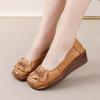 New Red Wedding Wedge Ballet Flats Women'S Luxury Loafers Genuine Leather Moccasins Woman Retro Heel Shoes Female Wedding Flats