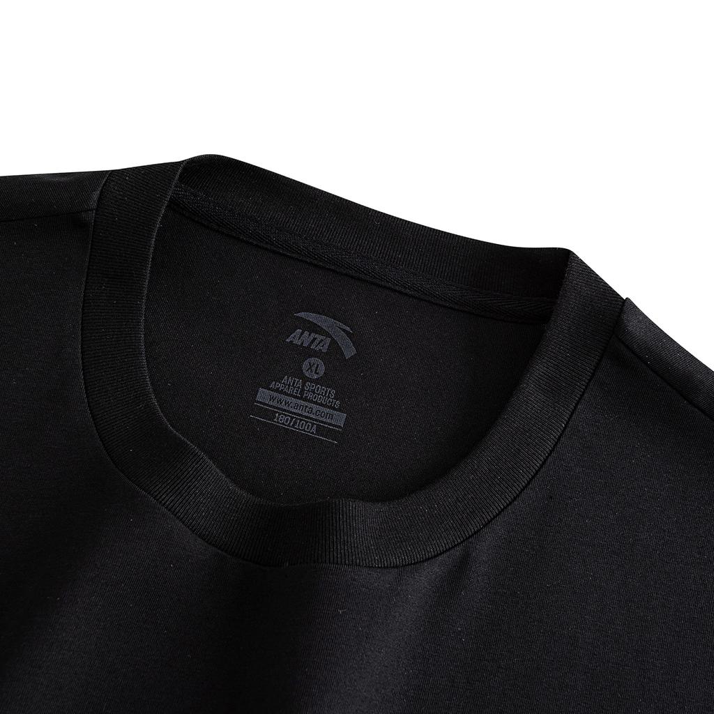 Anta Casual Loose Short Sleeve Knit T-Shirt Unisex tops Basic-Black 972628117-4