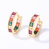 ZAKOL Geometric Square Colorful Zircon Hoop Earrings for Women Girls Fashion Minimalist Ear Accessories Shiny Crystal Zircon