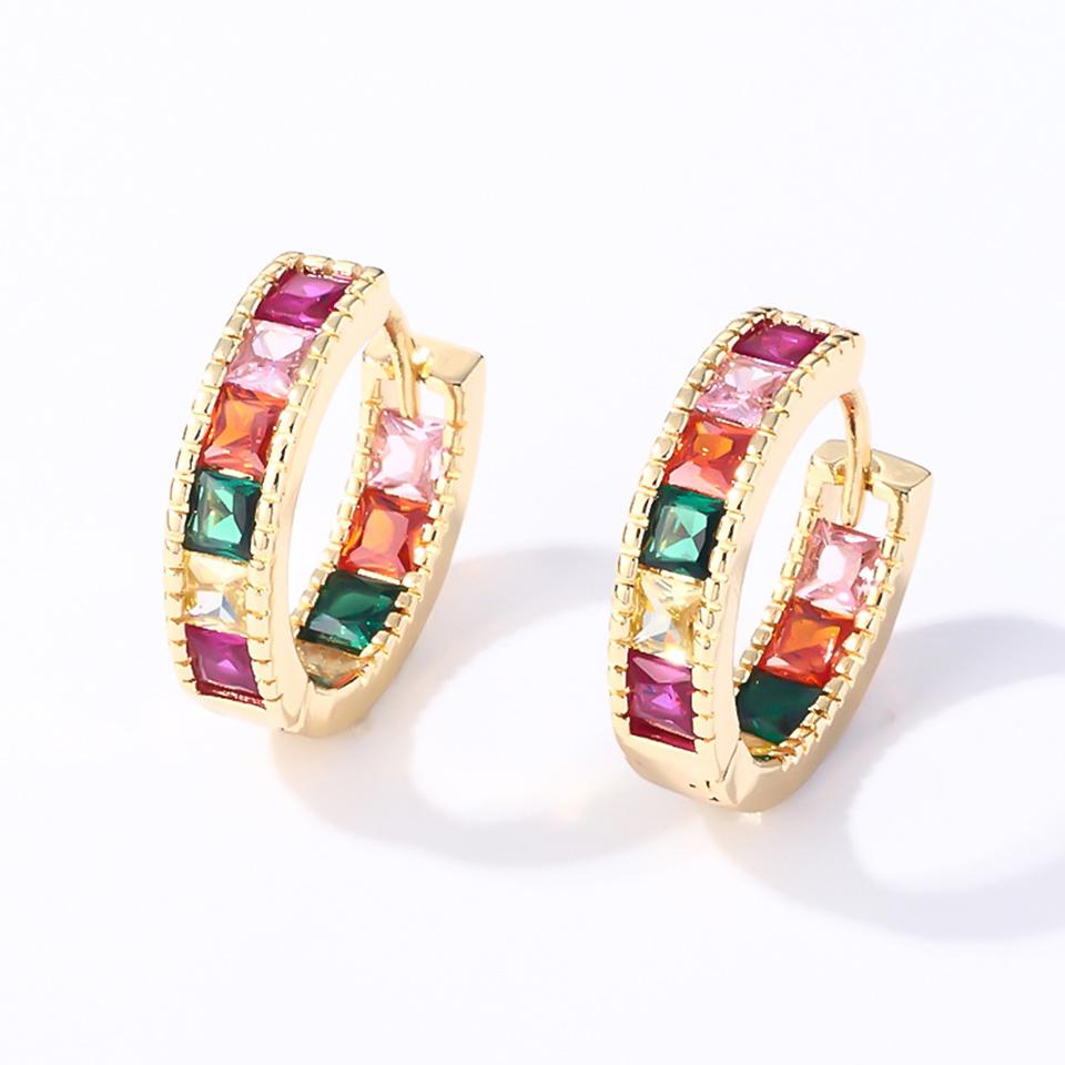 

ZAKOL Геометрические квадратные серьги-кольца с разноцветным цирконом для женщин, девушек, модные минималистичные аксессуары для ушей, блестящий кристалл циркона