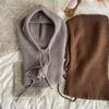 Knitted Hooded Hat for Women Winter Neck Cover Balaclava Hats Beanies Outdoor Warm Woolen Drawstring Caps One-piece Beanies