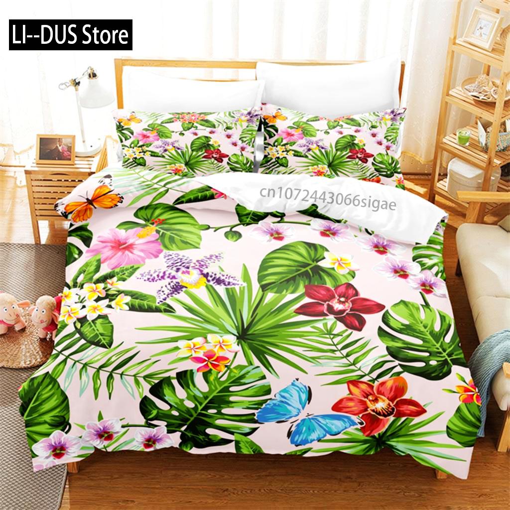 Tropical Green Plant Bedding Set Duvet Cover Set 3d Bedding Digital Printing Queen Size Bedding Set Fashion Design