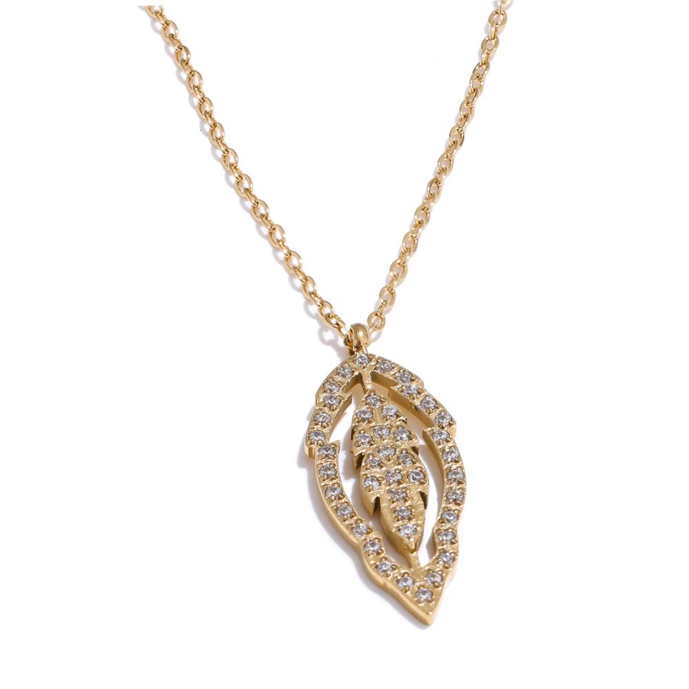 

Yhpup Arrivals CNC Inlaid Cubic Zirconia Leaf Pendant Necklace for Women 316L Stainless Steel Exquisite Premium Jewelry Gift
