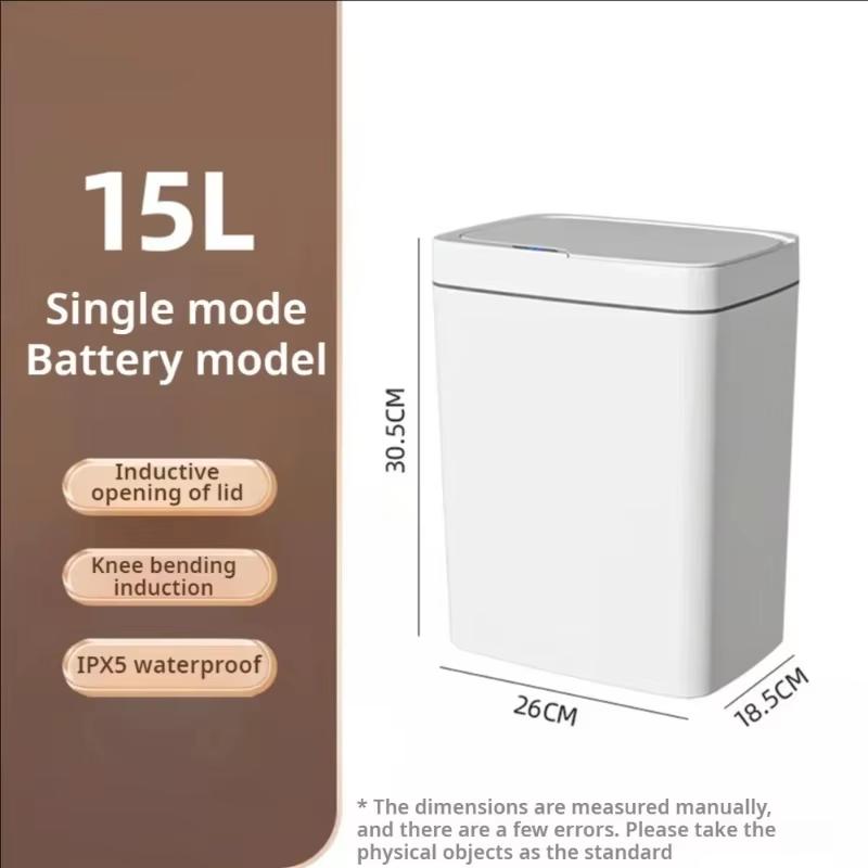 

Smart Sensor Trash Can Waterproof Intelligent Touchless Trash Can Quiet Auto Motion Sensor Rubbish for Kitchen Bathroom білий
