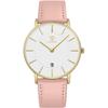 Ben Nevis Minimalist Fashion Watch Analog Date Leather Strap 35 Pink White