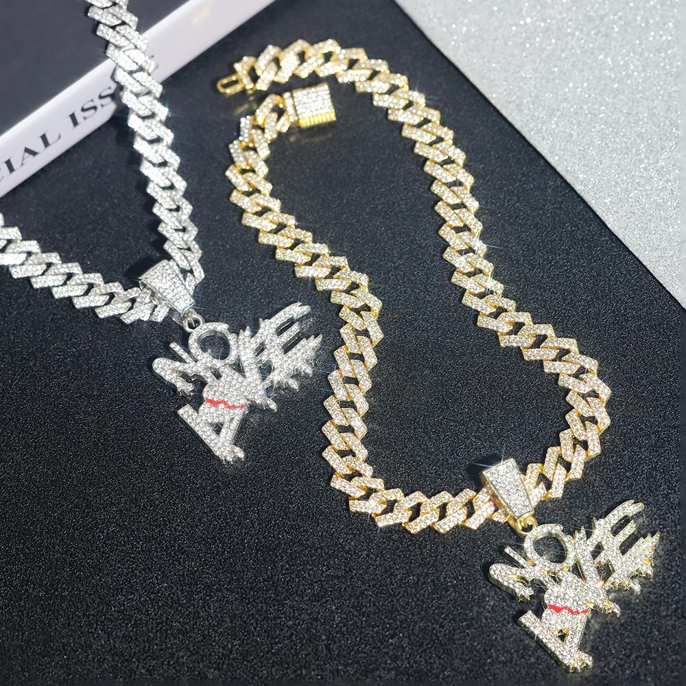 Hip-hop Punk "NO LOVE" Letter Pendant Cuban Necklace Stylish Iced Out Men's Women's Street Style Cuban Chain Trend Jewelry Gift
