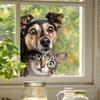 Roztomilé Realistické Kočka a Pes Statické Samolepky na Okno, Samolepicí Dekorace pro Domácí Skleněné Okno