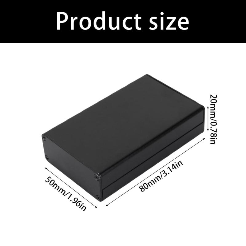 Black Metal Enclosure Box Heat Dissipation Case 80x50x20mm For Wiring Boards And Industrial Automation utilizes Housing